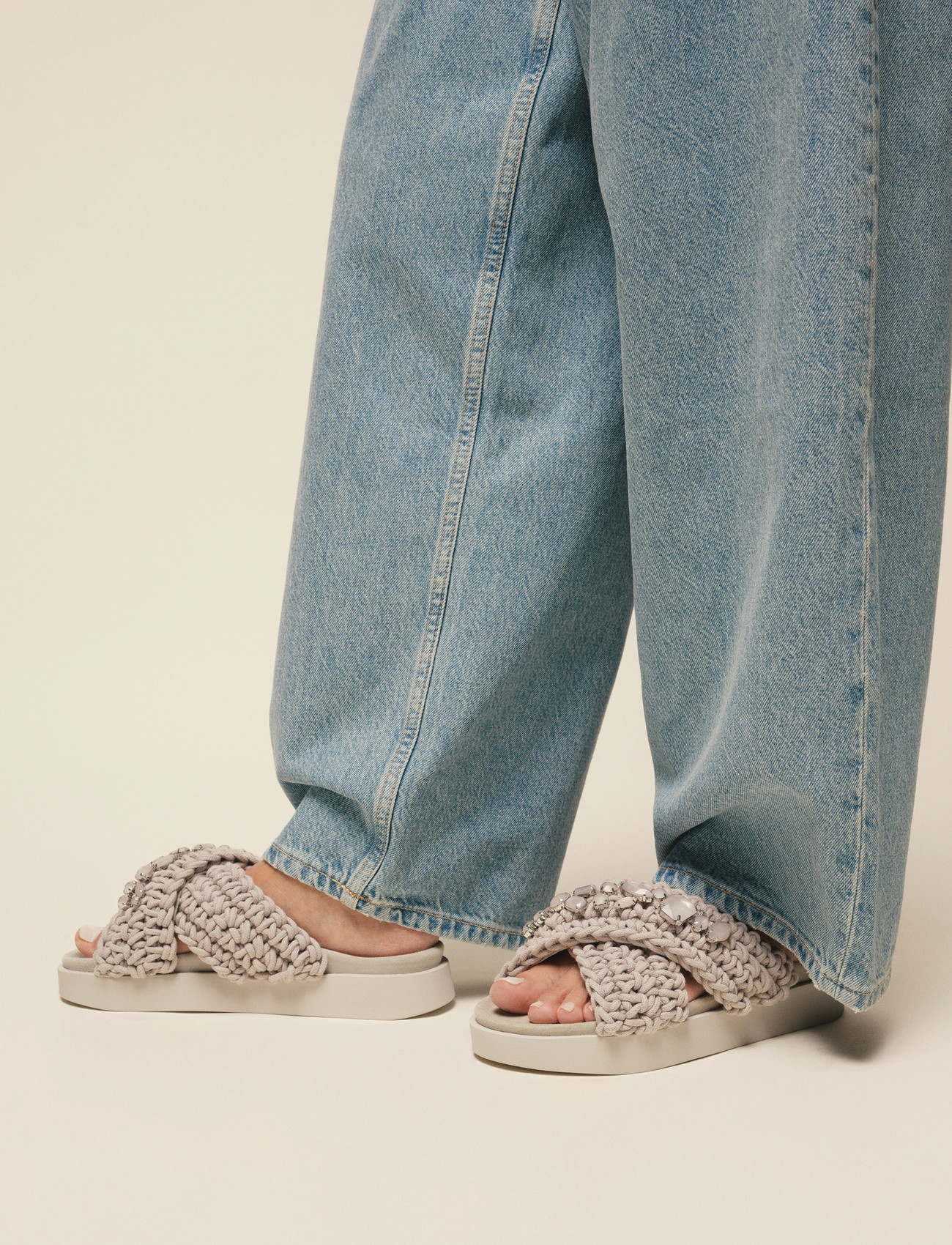Inuikii Woven Stones, 40, Silver, Sandals > Platform Sandals, Dame