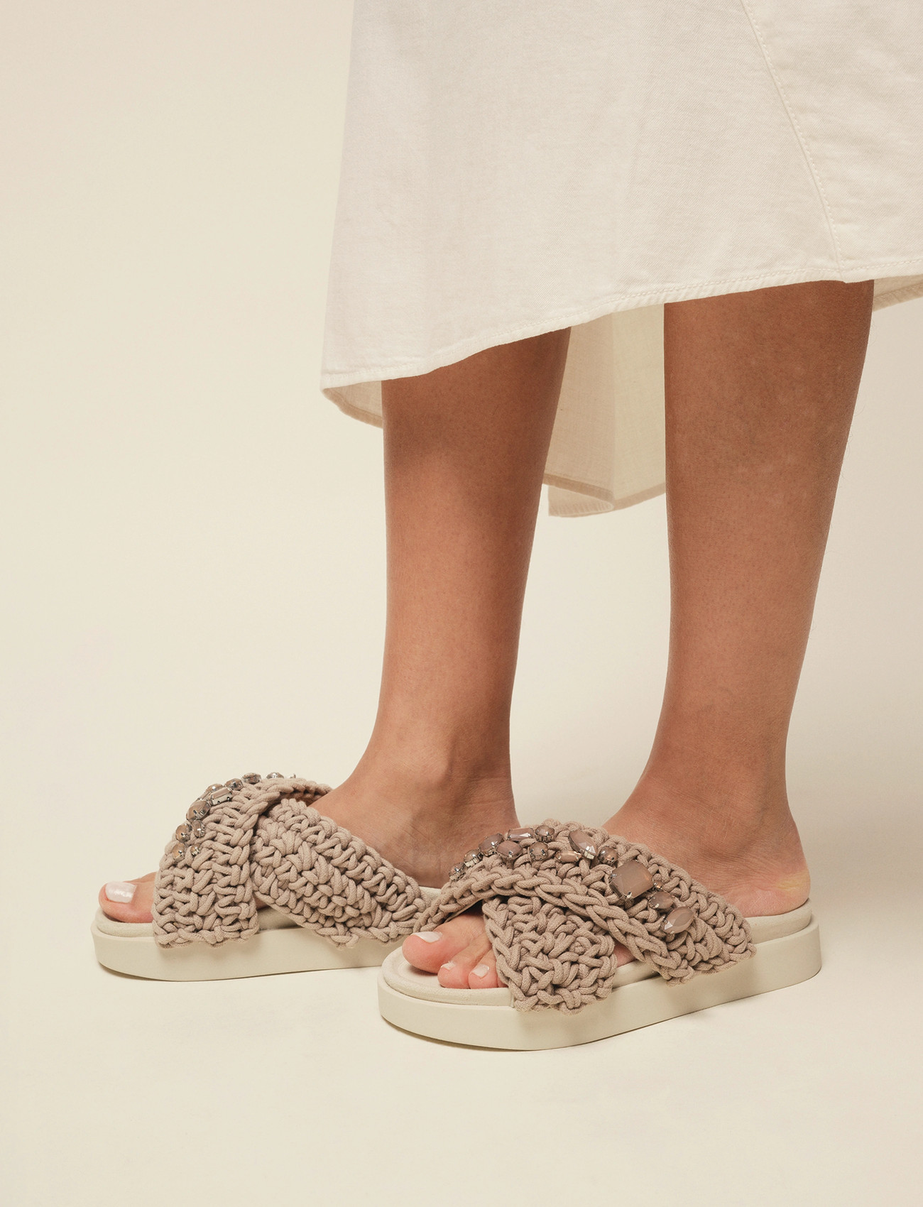 Inuikii Woven Stones, 37, Grey, Sandals > Platform Sandals, Dame