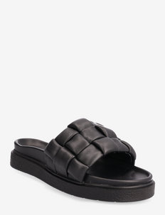 BRAIDED LEATHER - flat sandals - black