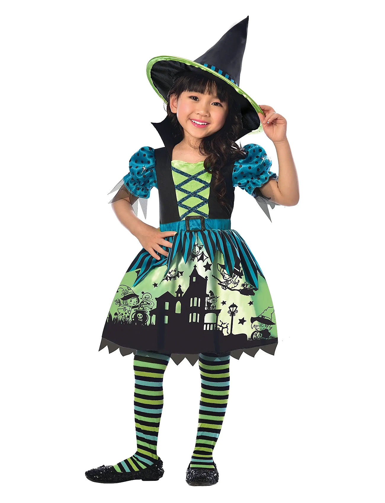 IPK Witch Hokkus Pokkus 6-8 Y 128 cm, 128 cm, Green, Kostumer Og Tilbehør > Karakterkostumer, Børn
