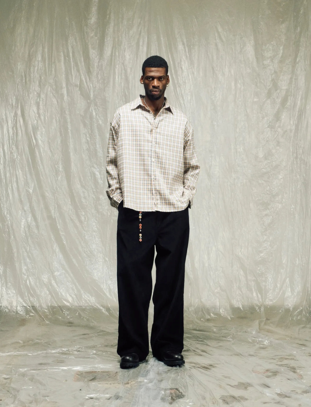 Isnurh Basement Relax Shirt Green Check, XL, Beige, Shirts > Checkered Shirt, Herre