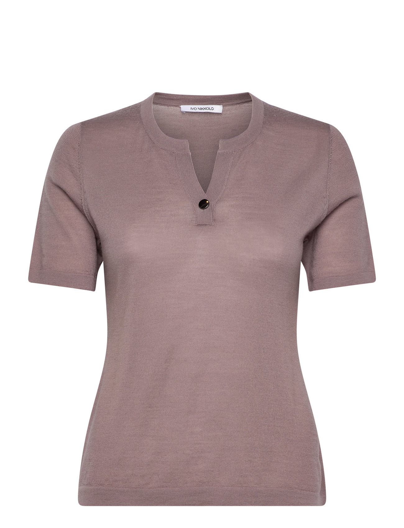 Merino Wool Short Sleeve Knit Top, Kendra Grey Ivo Nikkolo