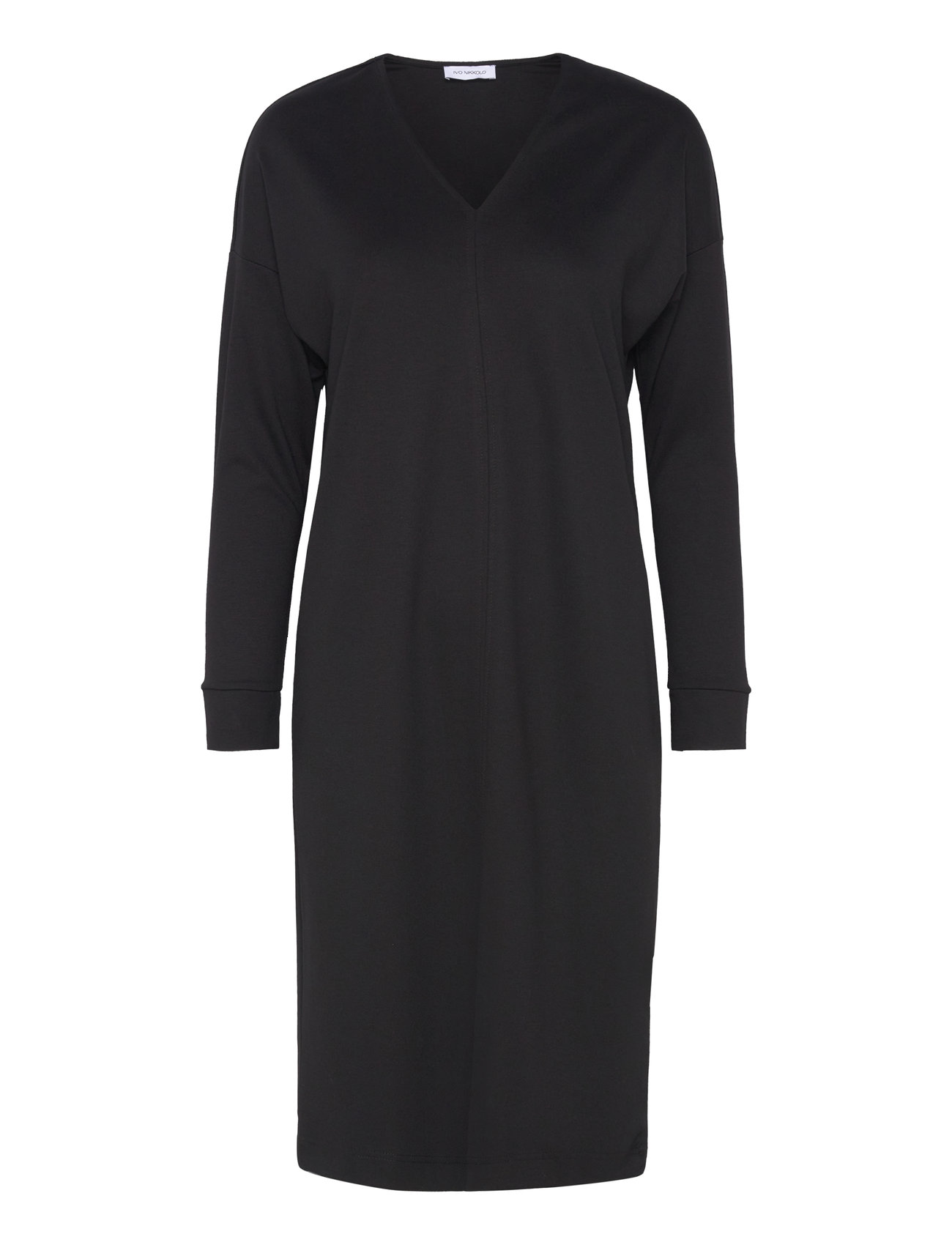 Viscose-Blend Long Sleeve Midi Dress, Daheva Knelang Kjole Black Ivo Nikkolo
