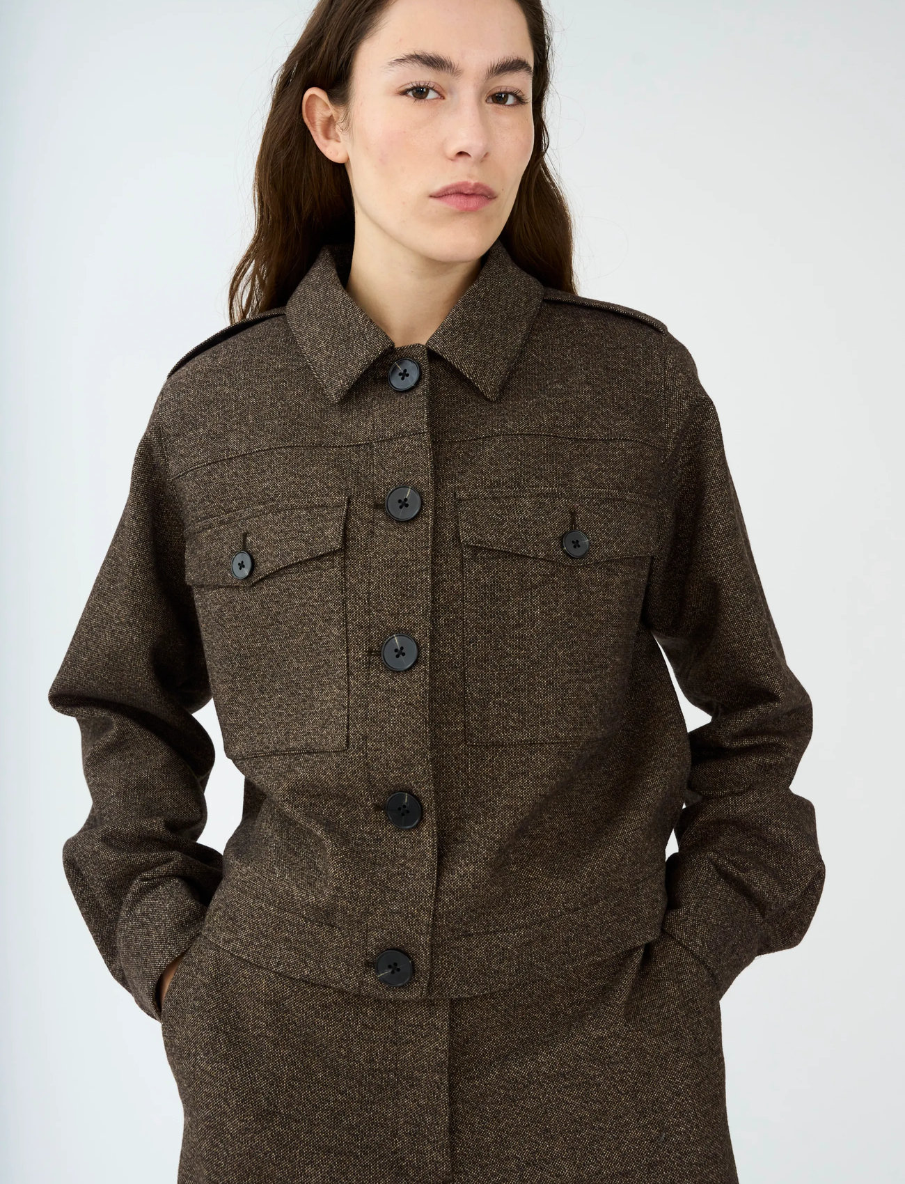 IVY Copenhagen Ivy-Tilda Utility Cropped Coat, 44, Brown, Jakker > Utility-Jakker, Dame