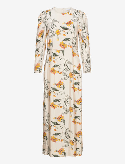 DARLA BIG COLLAR SHIRT DRESS MIDI LENGTH - ikdienas kleitas - vanilla big flower tendril