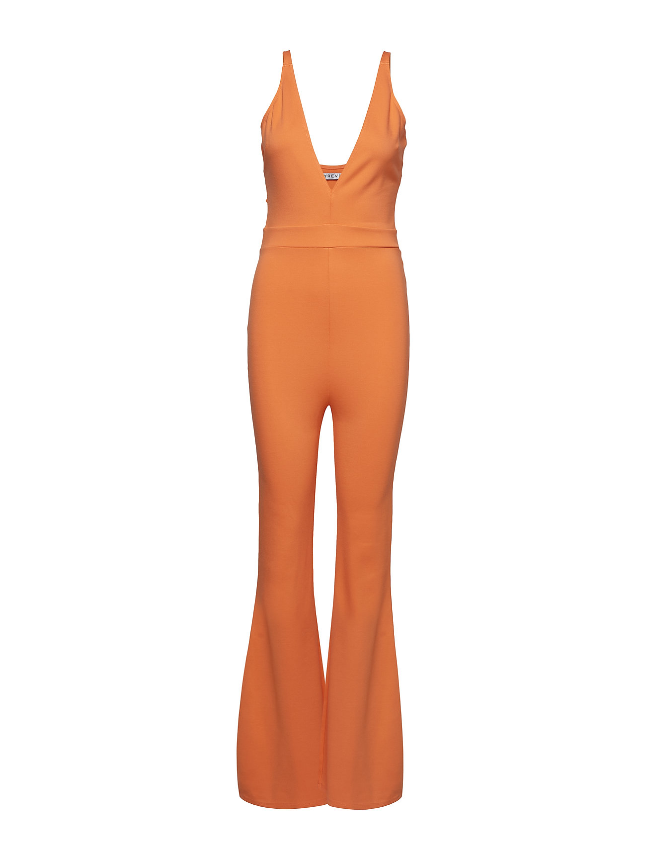 orange flared jumpsuit