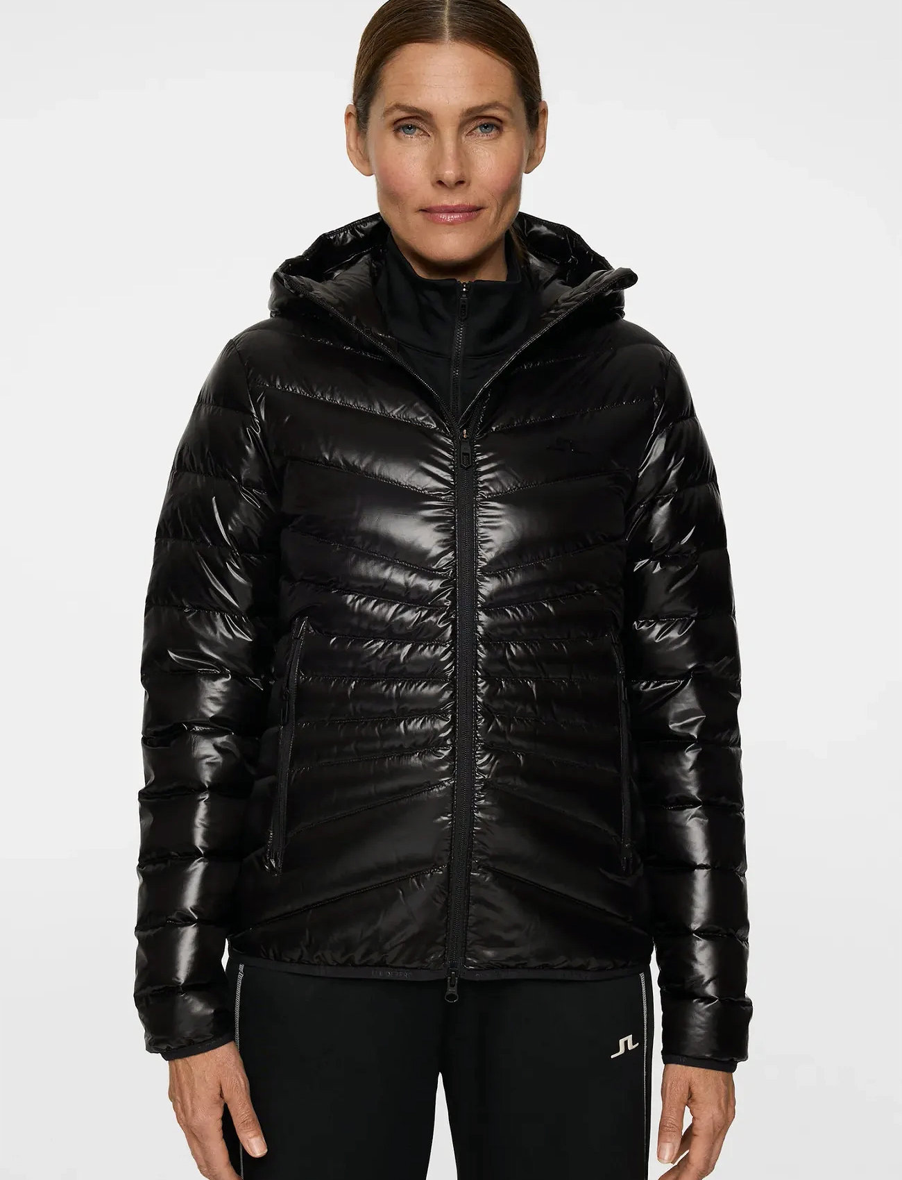 J. Lindeberg Lara Light Down Hood, L, Black, Jakker > Vatteret Jakke, Dame