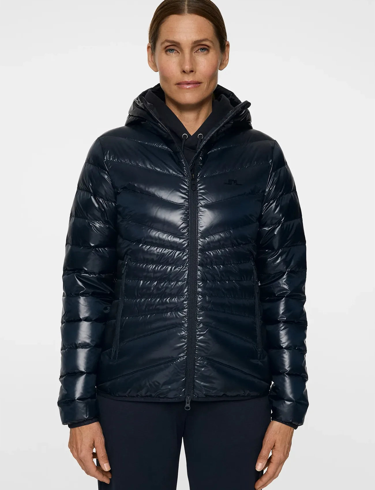 J. Lindeberg Lara Light Down Hood, L, Navy, Jakker > Vatteret Jakke, Dame