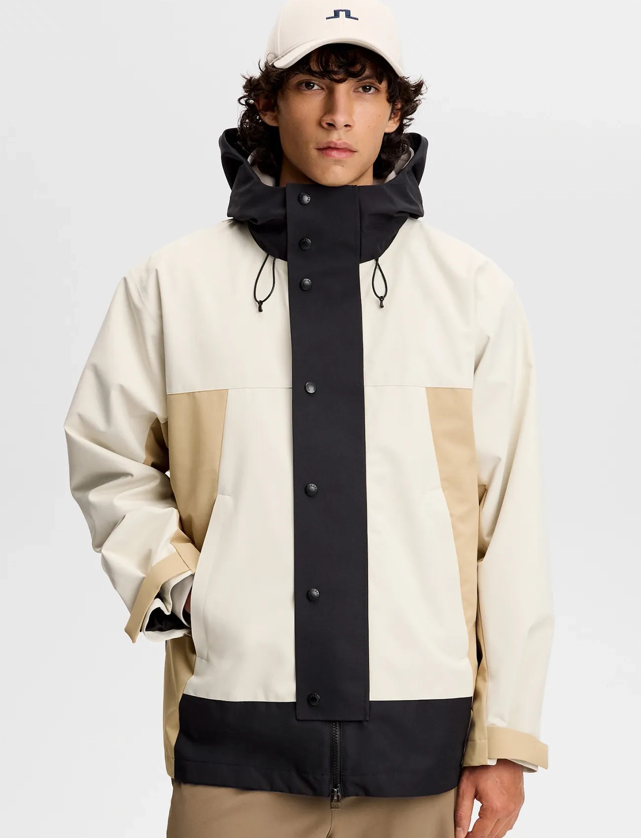 J. Lindeberg Fabio Color Block Jkt, L, Beige, Jakker > Lette Jakker, Herre