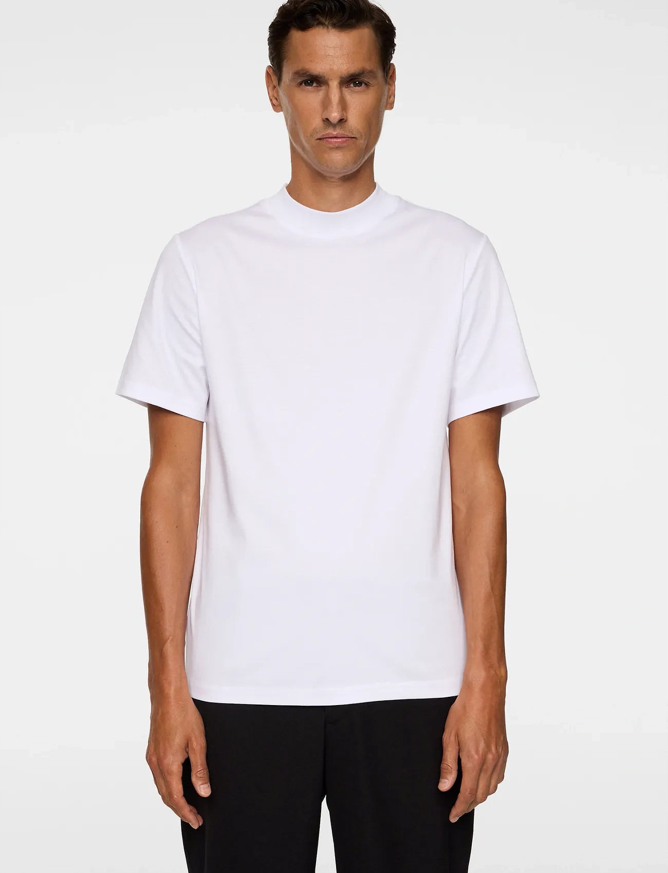 J. Lindeberg Ace Mock Neck T-Shirt, M, White, T-Shirts > Kortærmede, Herre