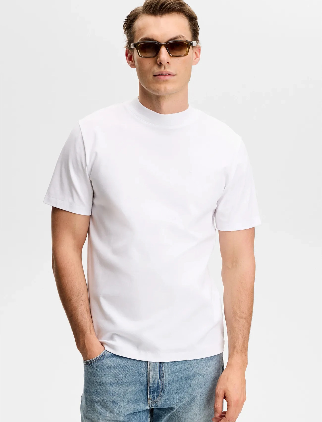 J. Lindeberg Ace Mock Neck T-Shirt, XL, White, T-Shirts > Kortærmede, Herre