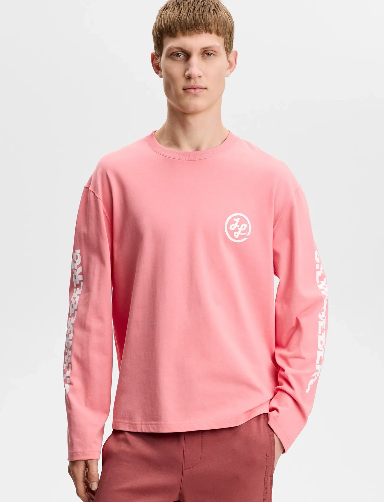 J. Lindeberg Walsh Ls Print T-Shirt, XXL, Pink, T-Shirts > Langærmede, Herre