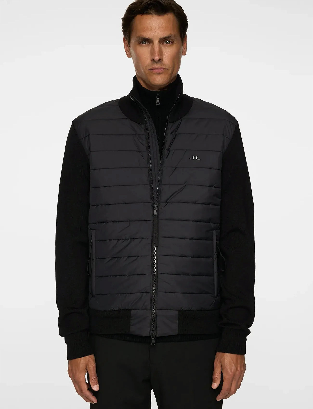 J. Lindeberg Bodie Knitted Hybrid Jacket, XXL, Black, Jackets > Hybrid Jackets, Herre