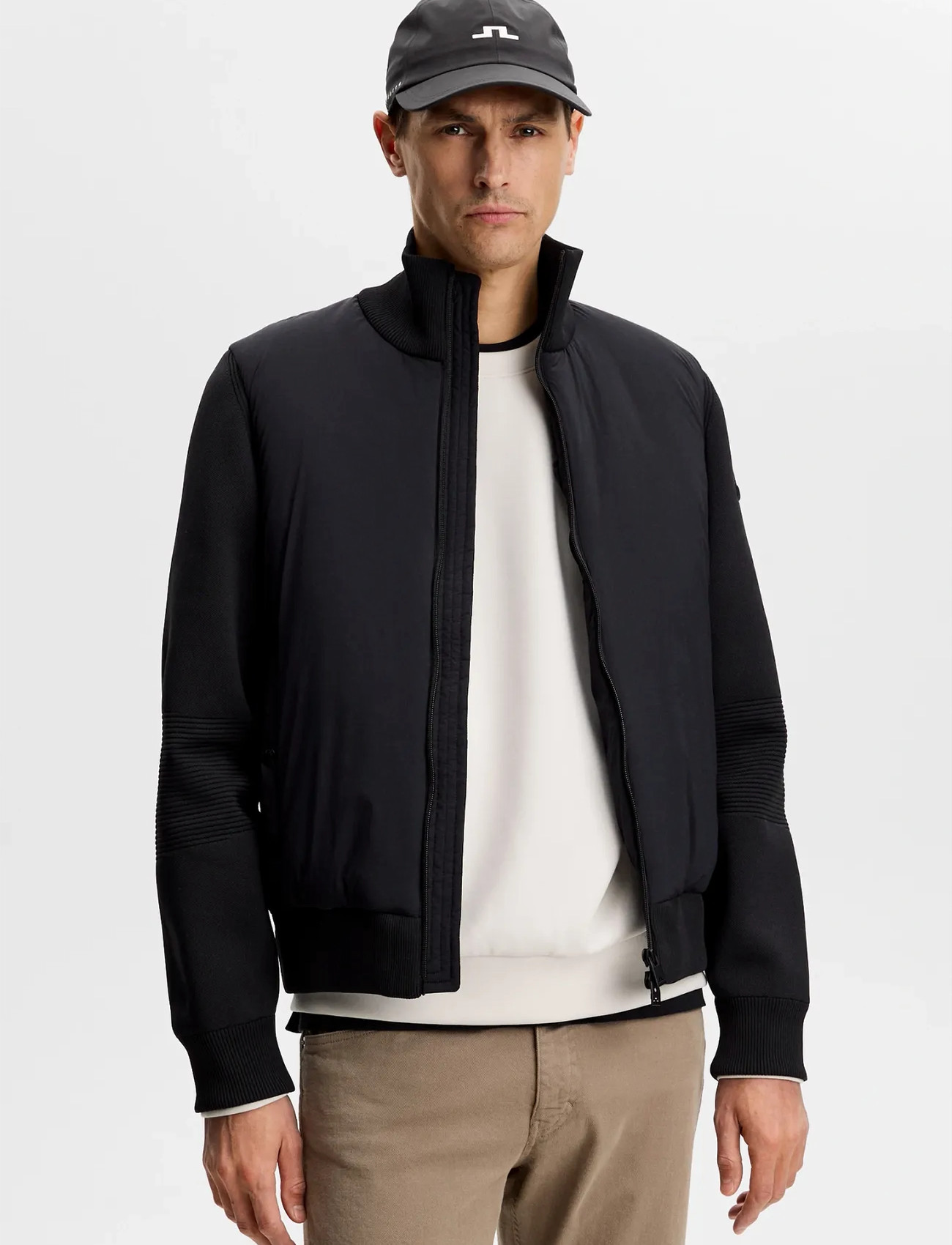 J. Lindeberg Ebbe Tech Knit Hybrid, S, Black, Sport Jackets > Sport Golf Jackets, Herre