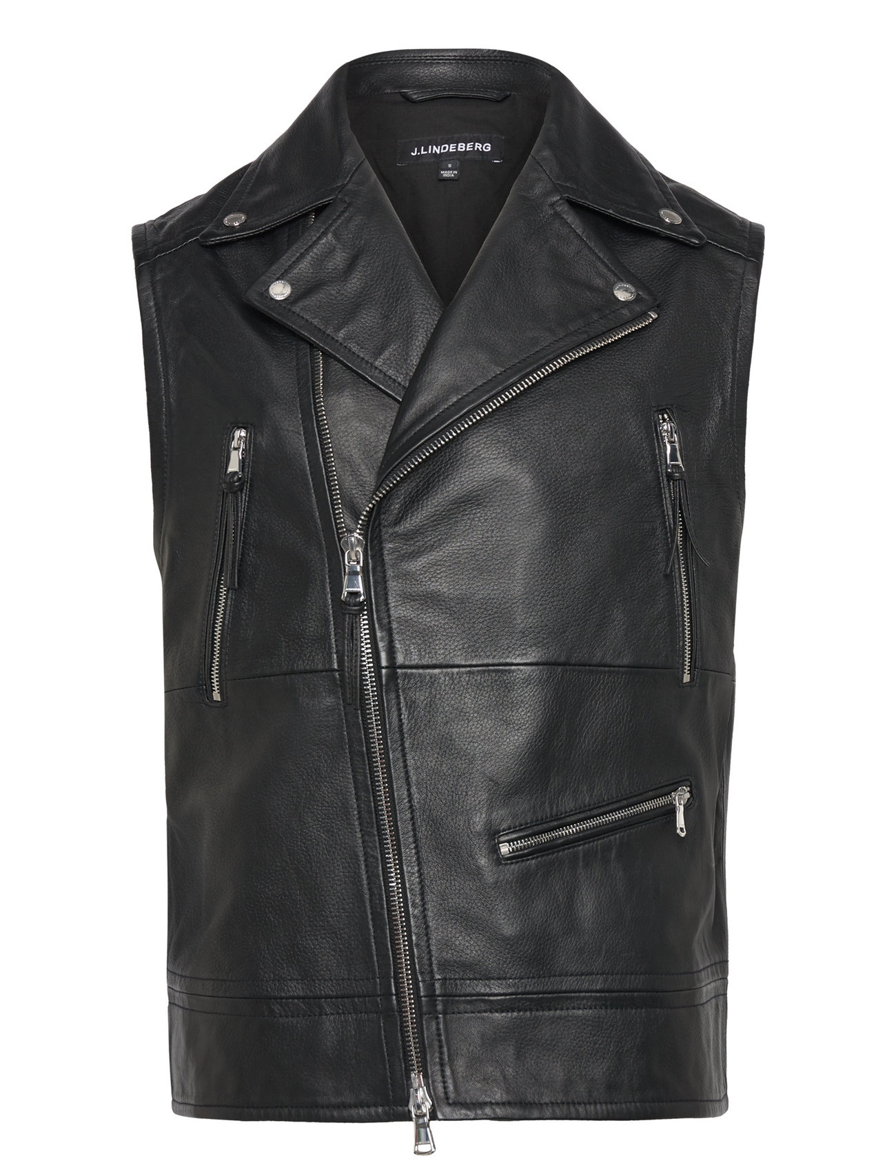 Barrett Leather Biker Vest Designers Jackets Leather Black J. Lindeberg