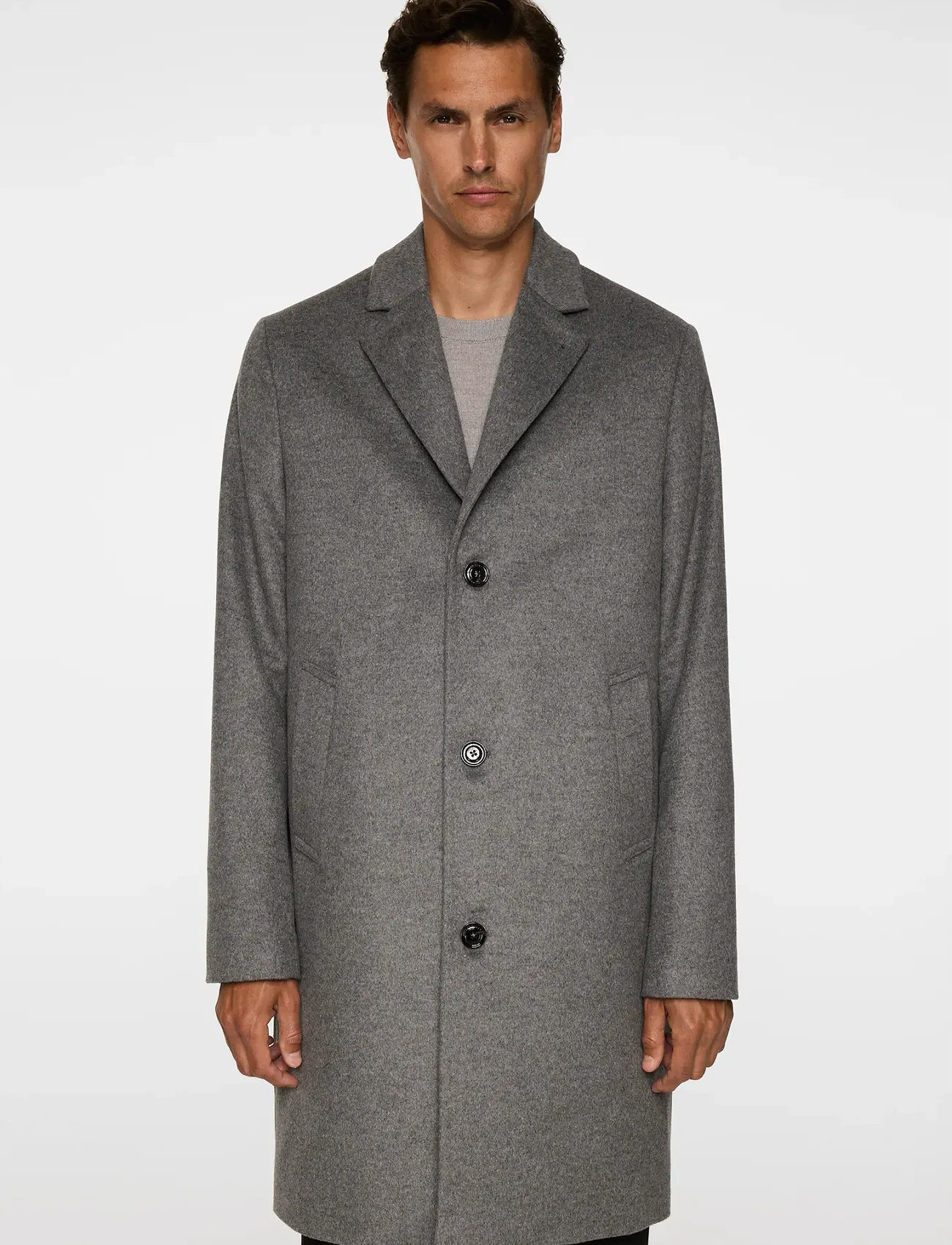 J. Lindeberg August Melton Cashmere Coat, 56, Grey, Frakker > Uldfrakker, Herre