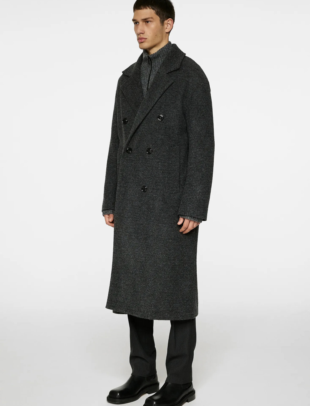 J. Lindeberg Willy Bonded Wool Coat, 50, Grey, Frakker > Uldfrakker, Herre