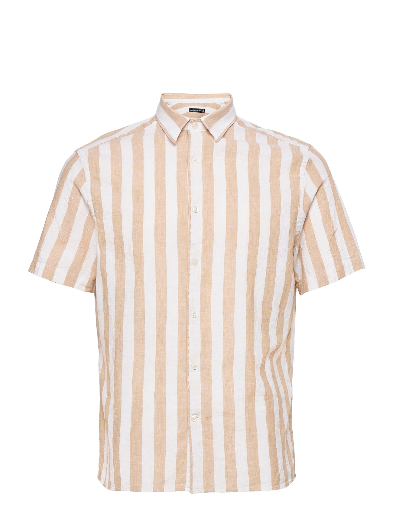 Linen Stripe Ss Reg Fit Shirt Lyhythihainen Paita Vaaleanpunainen J. Lindeberg