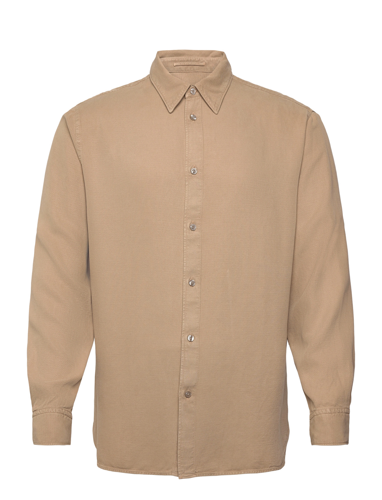 J. Lindeberg Reg Ls Struct Gmd Tencel Shirt, M, Beige, Skjorter > Afslappet Shirts, Herre