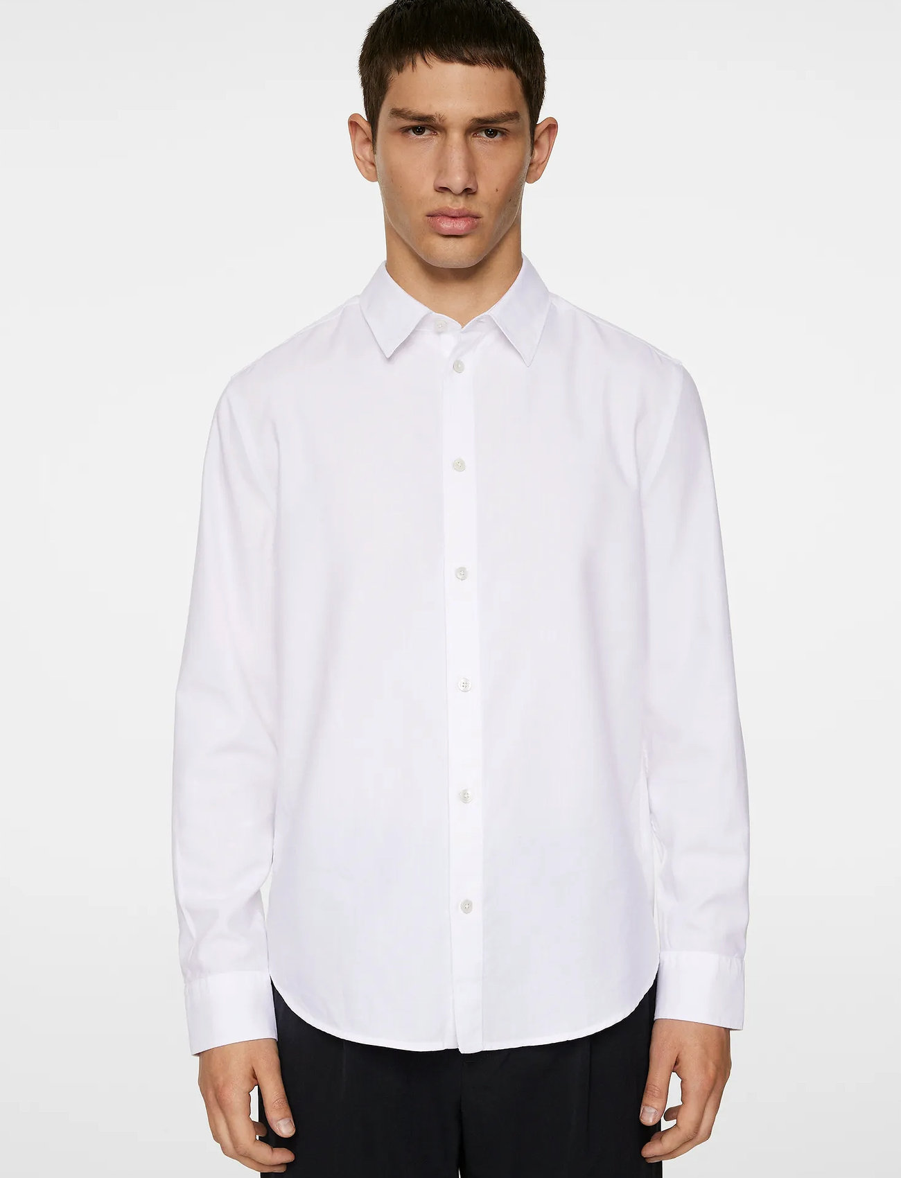 J. Lindeberg Slim Ls Cotton Tencel Shirt, M, White, Skjorter > Business Shirts, Herre