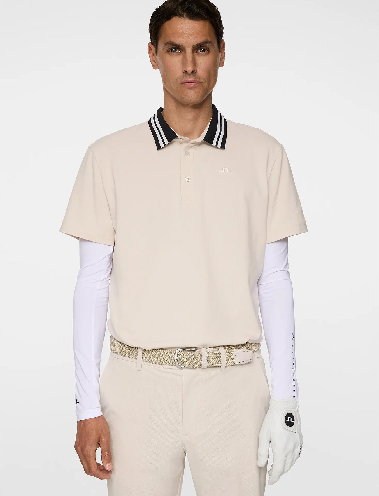 J. Lindeberg Bjorn Polo, L, Cream, Sport Polos > Sport Short-sleeved Polos, Herre