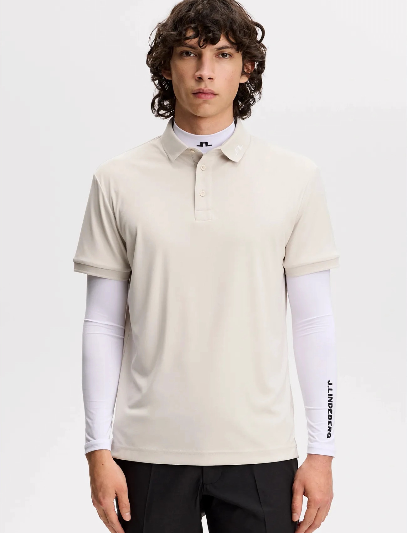 J. Lindeberg Kv Polo, M, Cream, Sport Polos > Sport Short-sleeved Polos, Herre