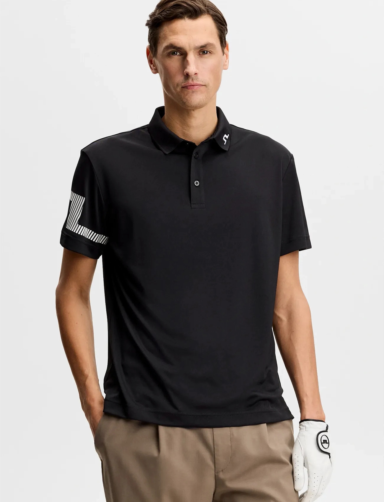 J. Lindeberg Heath Polo, XL, Black, Sport Polos > Sport Short-sleeved Polos, Herre