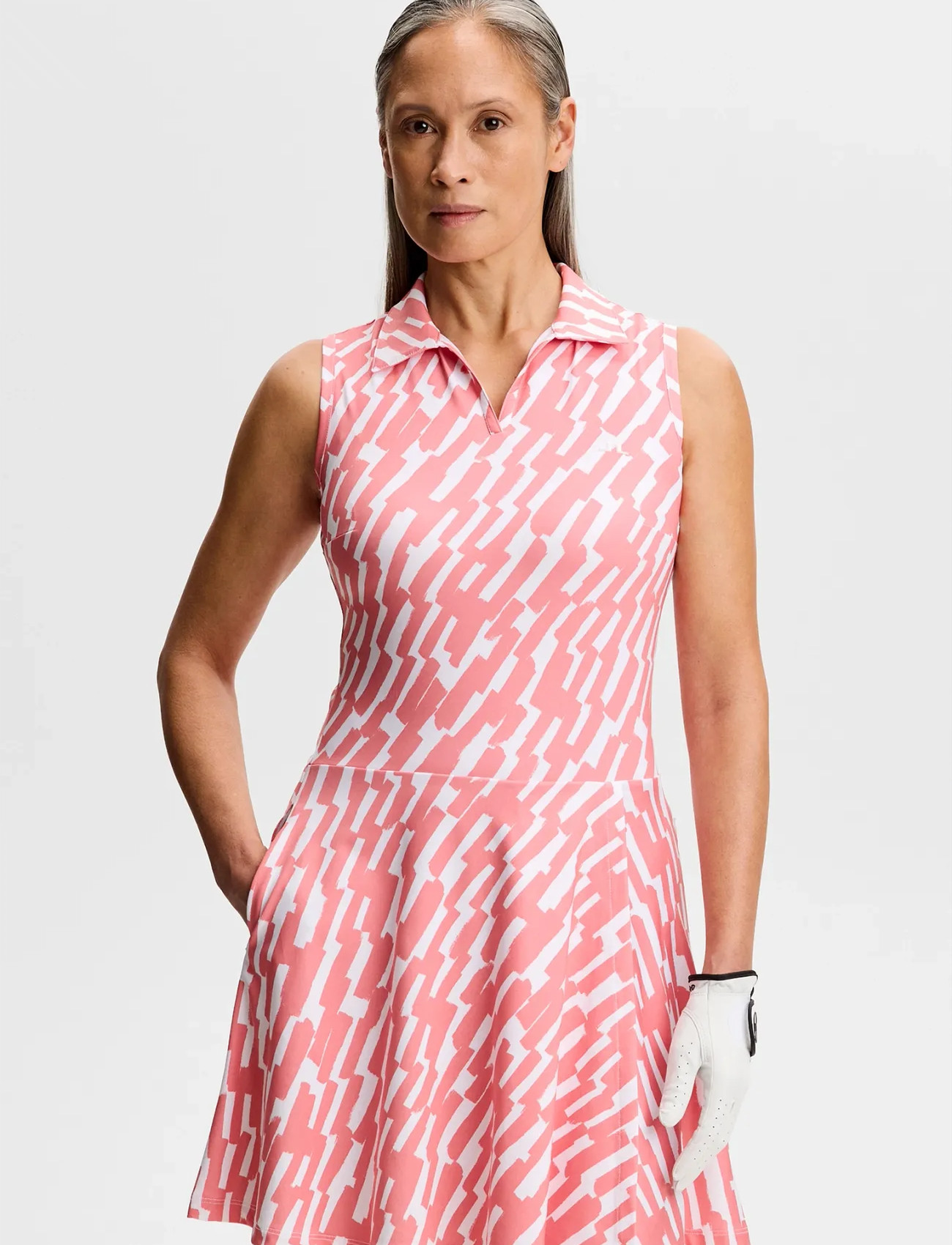 J. Lindeberg Dana Printed Dress, S, Pink, Sport Kjoler Og Nederdele > Sport Dresses, Dame