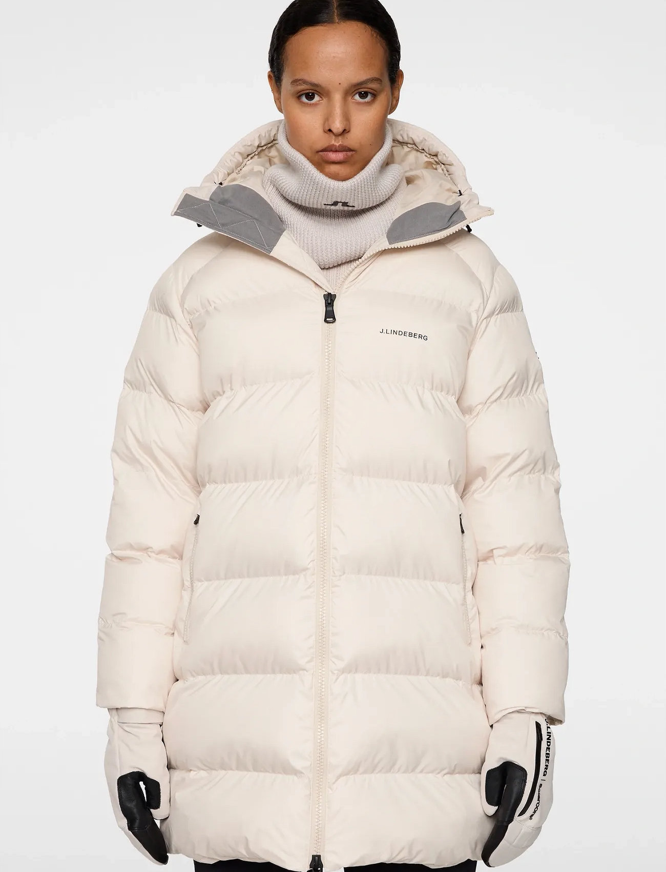 J. Lindeberg Baryl Padded Parka, L, Cream, Sport Jackets > Sport Parkas, Dame