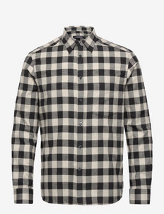 Woton GIngham Reg Fit Shirt - rutiga skjortor - black