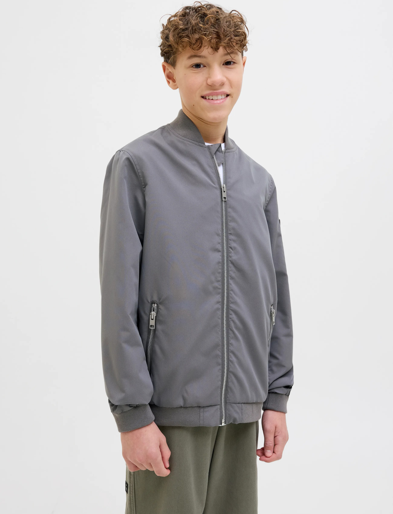 Jack & Jones Jjerush Bomber Noos Jnr, 140, Grey, Jakker & Frakker > Bomber, Børn