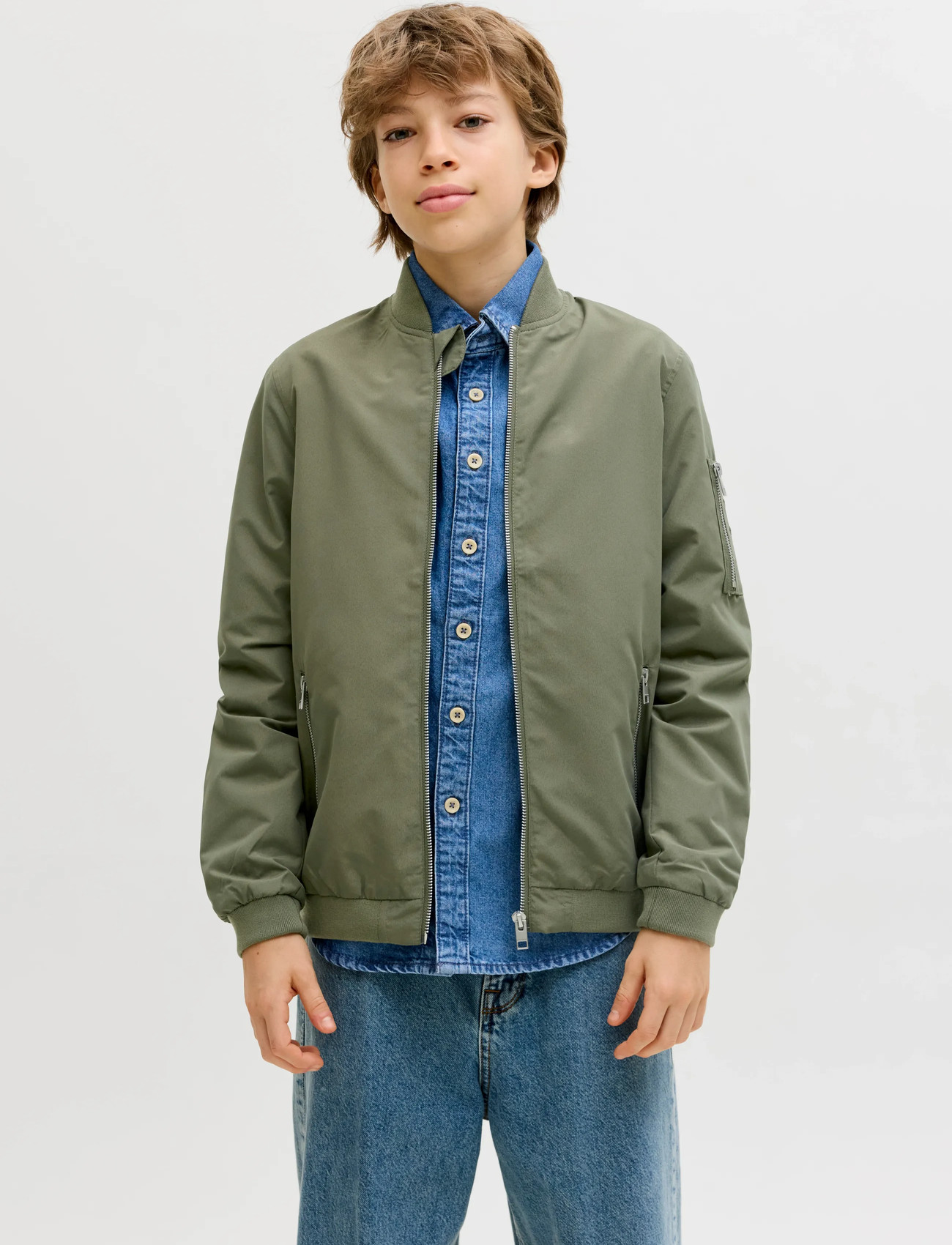 Jack & Jones Jjerush Bomber Noos Jnr, 152, Brown, Jakker & Frakker > Bomber, Børn