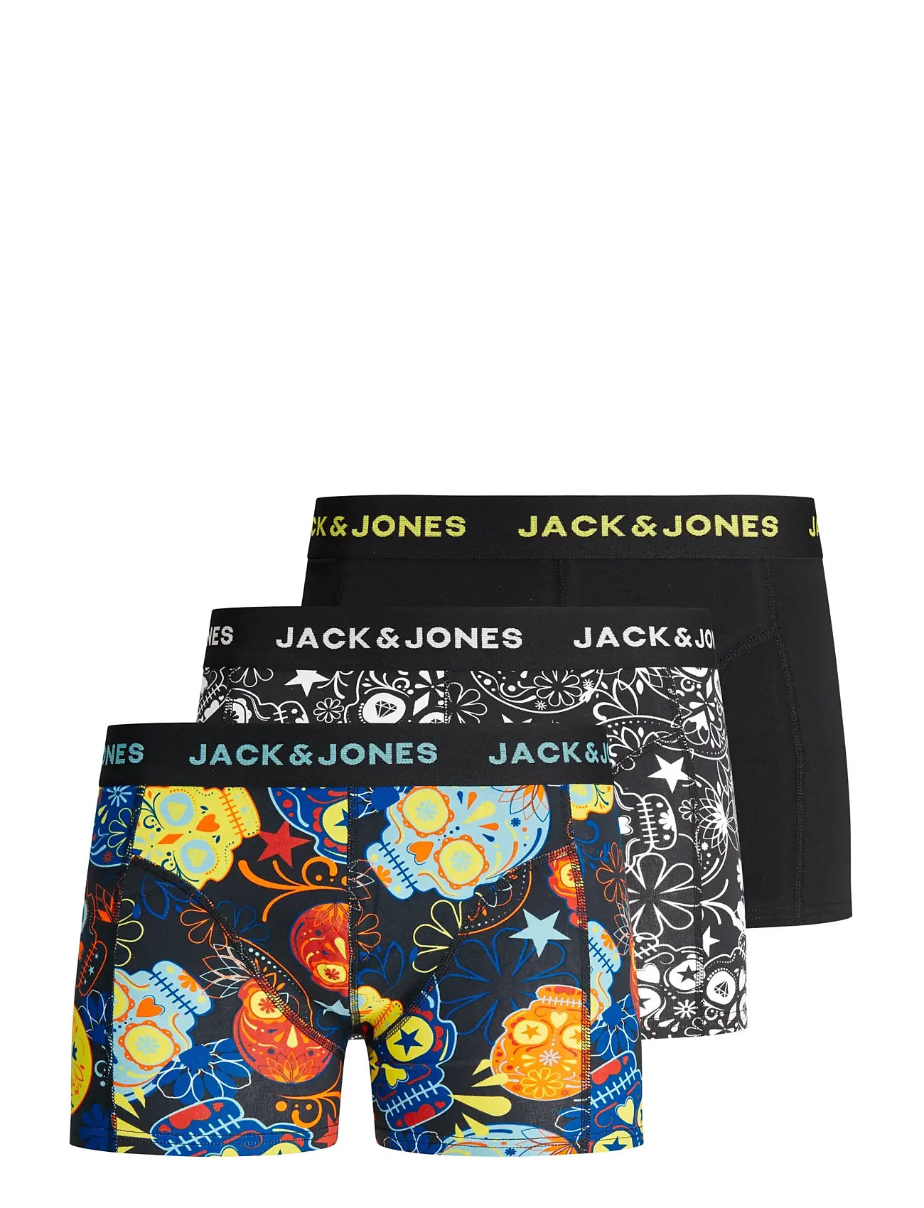 JACK & JONES Jacsugar Skull Trunks 3 Pack Jnr Schwarz - 128 - Kinder
