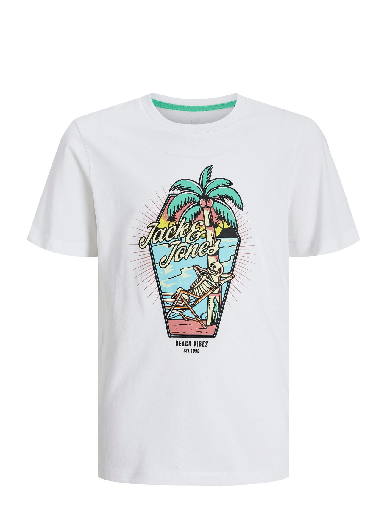 Jack & Jones Jjelijah Tee Ss Crew Neck Jnr, 176, White, T-Shirts > Kortærmede, Børn