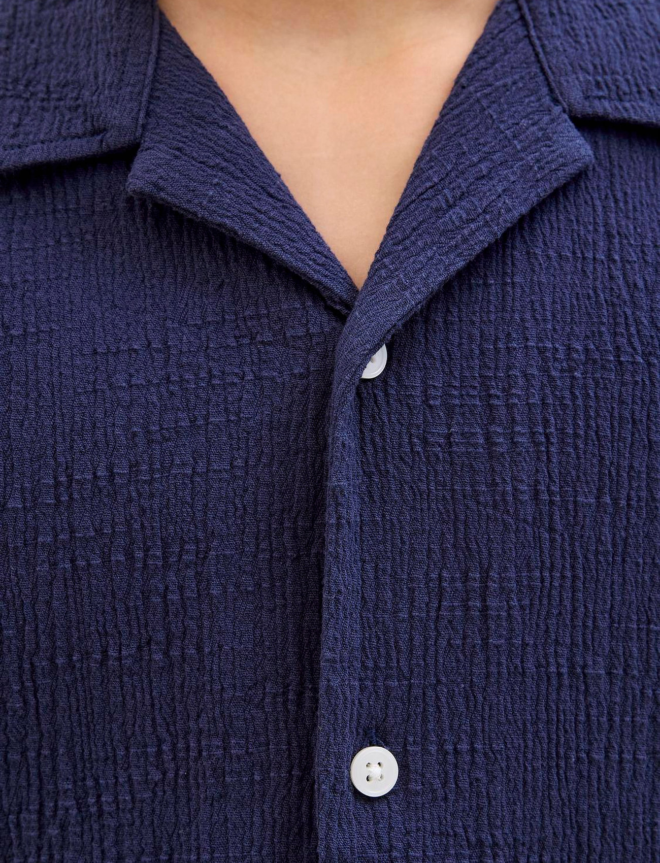 Jack & Jones Jorluke Crinkle Shirt Ss Jnr, 140, Navy, Skjorter > Kortærmede Shirts, Børn