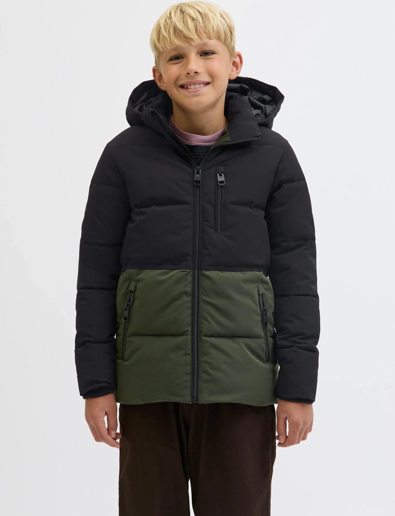 Jack & Jones Jjeowen Puffer Sn Jnr, 176, Khaki green, Jakker Og Frakker > Puffer Og Vatterede, Børn
