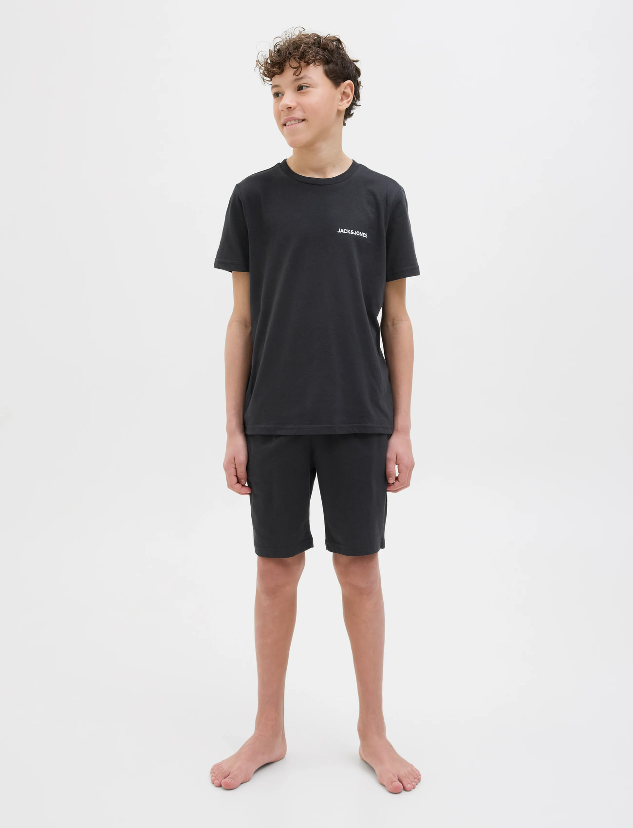 Jack & Jones Jaceverest Ss Tee And Shorts Set W Jnr, 152, Black, Sæt > Sæt Med Kortærmet T-Shirt, Børn