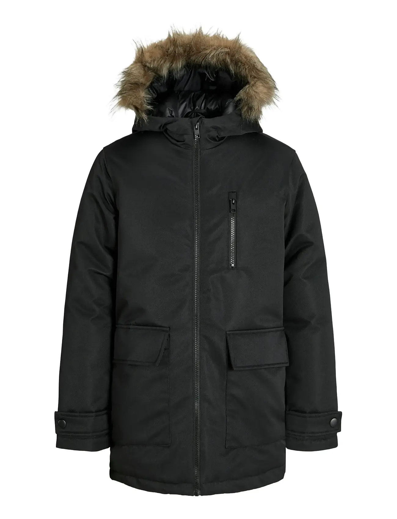 JACK & JONES Jjcharlie Detachable Kunstpelz Park Jnr Schwarz - 164 - Kinder