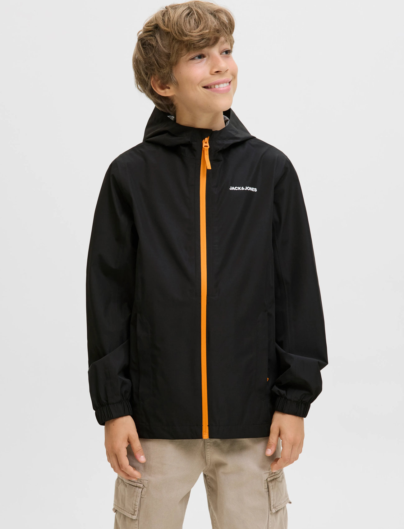 Jack & Jones Jjeflynn Rain Jacket Noos Jnr, 176, Black, Regntøj > Jakker, Børn