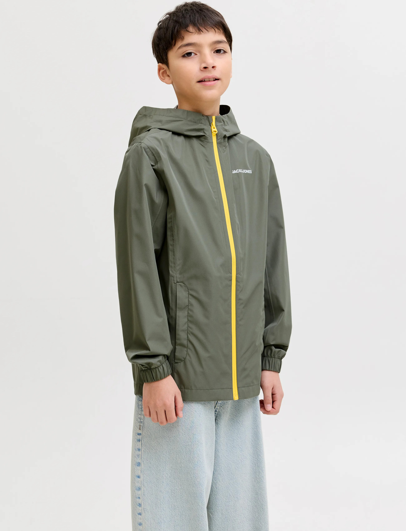 Jack & Jones Jjeflynn Rain Jacket Noos Jnr, 152, Khaki green, Regntøj > Jakker, Børn