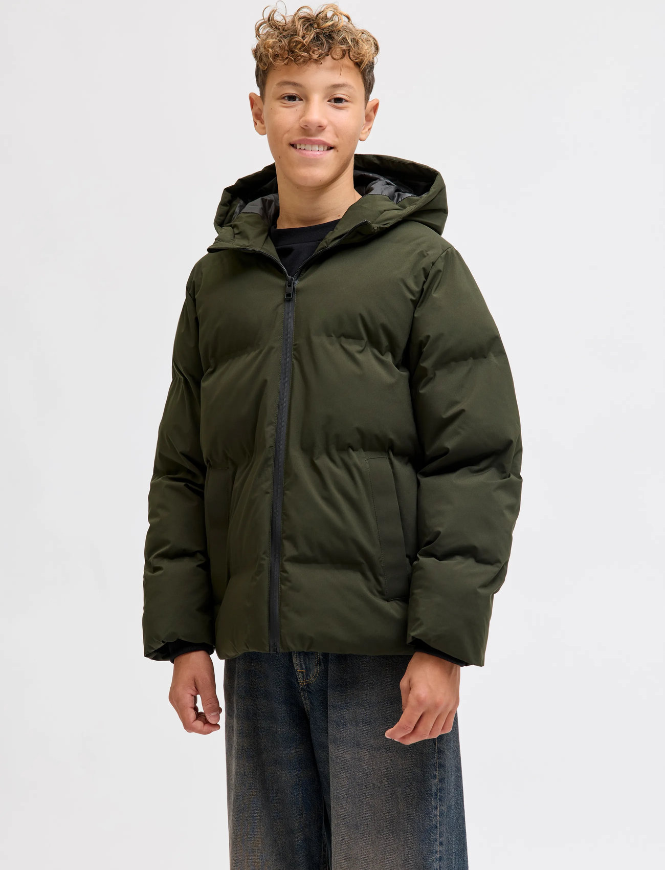 Jack & Jones Jjkaito Puffer Jacket Ln Jnr, 164, Green, Jakker Og Frakker > Puffer Og Vatterede, Børn