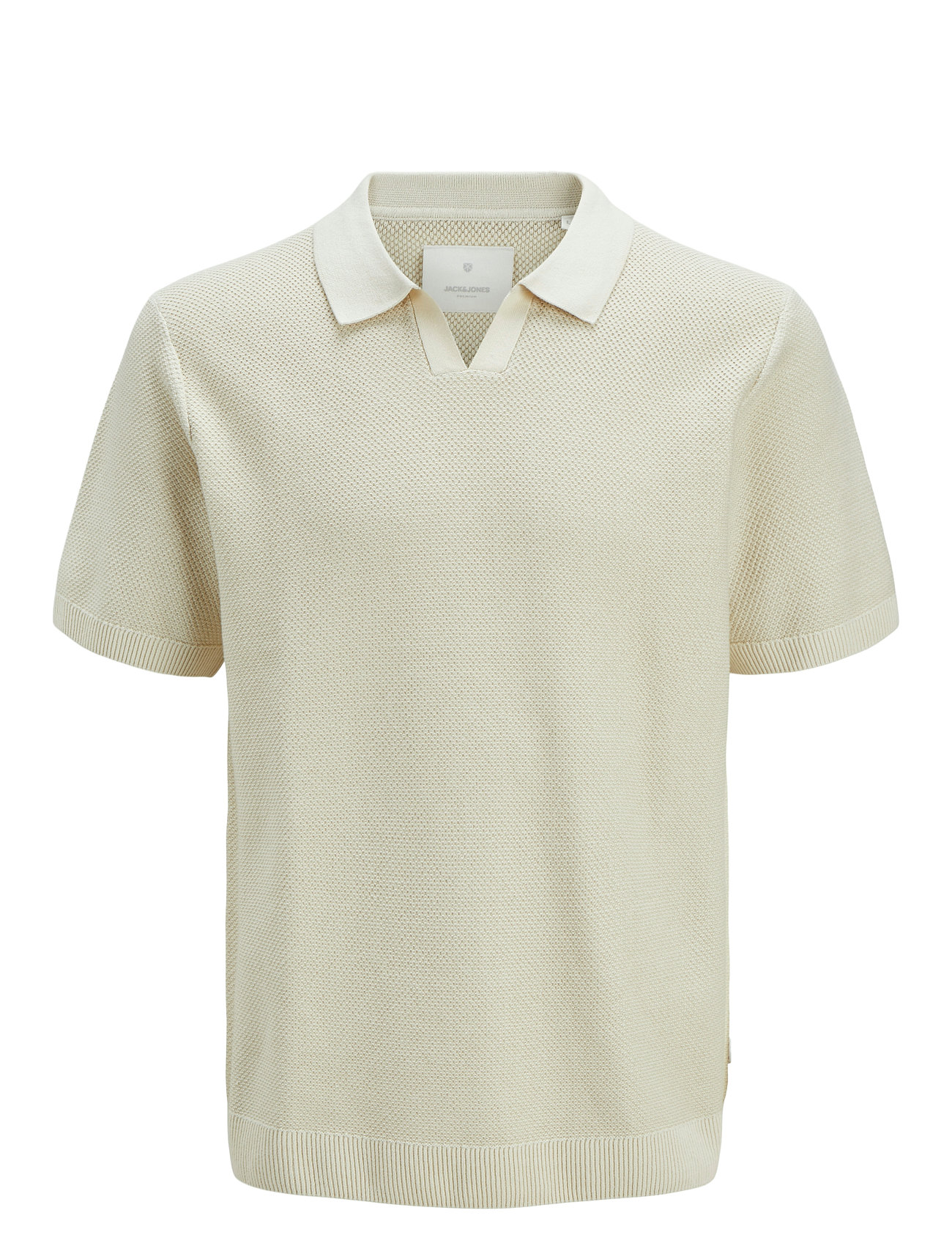 JACK & JONES Jprcceaston Knit Split Neck Ss Jnr Cream - 176 - Kinder