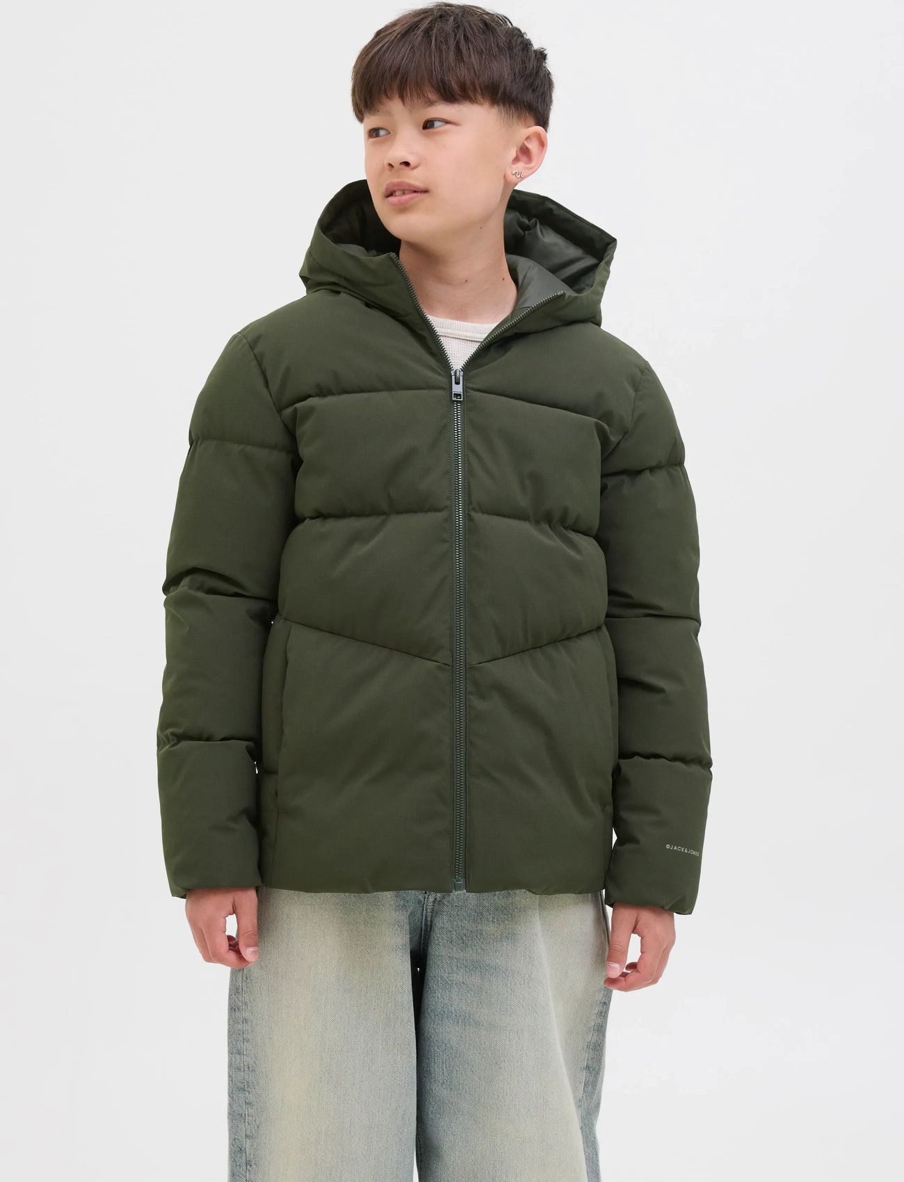 Jack & Jones Jjglobal Puffer Jacket Jnr, 152, Green, Jakker Og Frakker > Puffer Og Vatterede, Børn