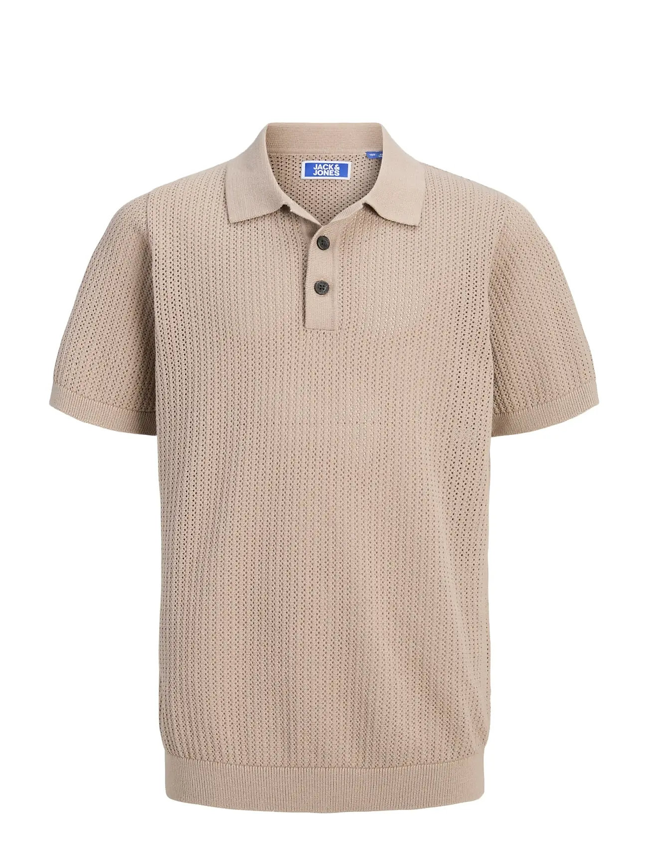 JACK & JONES Jjjess Knit Polo Ss Jnr Beige - 164 - Kinder