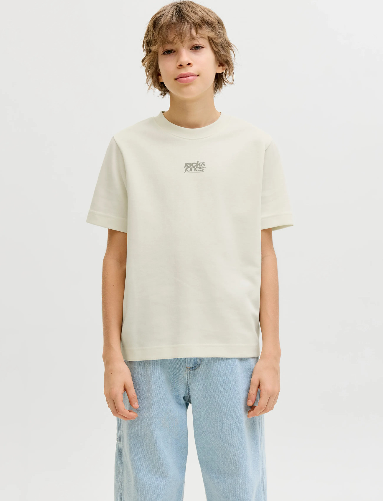 Jack & Jones Jcobreeze Back Print Tee Ss Cn Ea26 Jnr, 164, Cream, T-Shirts > Kortærmede, Børn