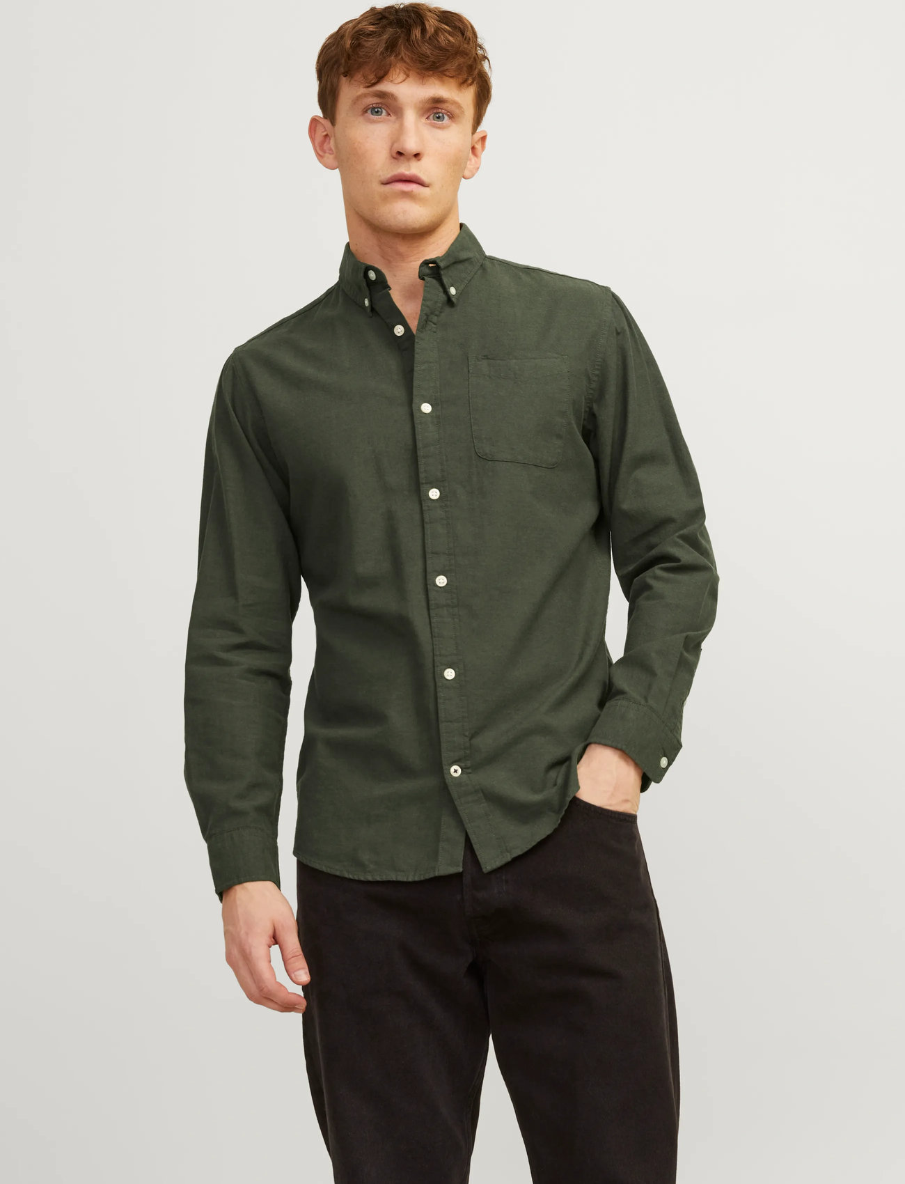 Jack & Jones Jjeoxford Shirt Ls Noos, XL, Green, Skjorter > Afslappet, Herre