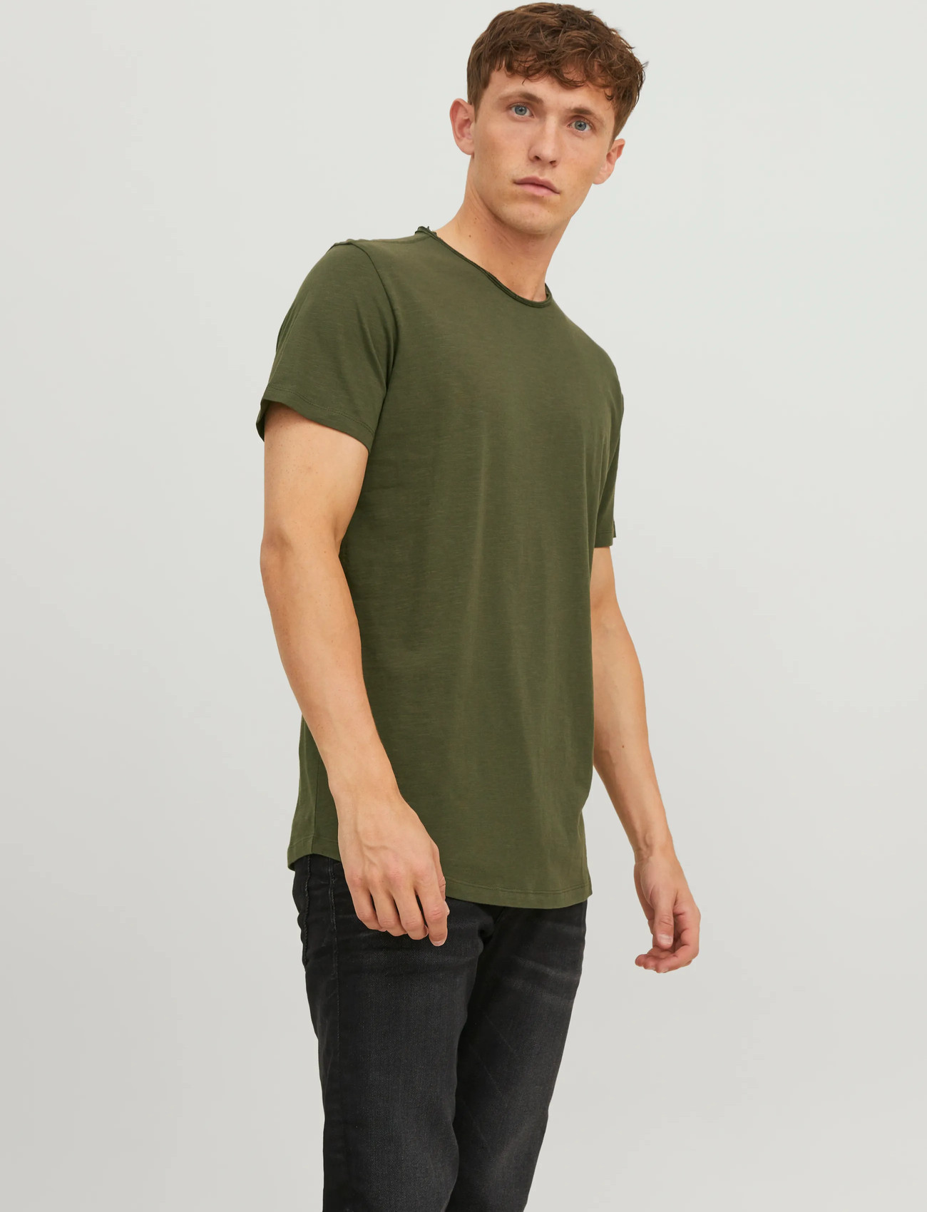 Jack & Jones Jjebasher Tee O-Neck Ss Noos, M, Khaki green, T-Shirts > Kortærmede, Herre