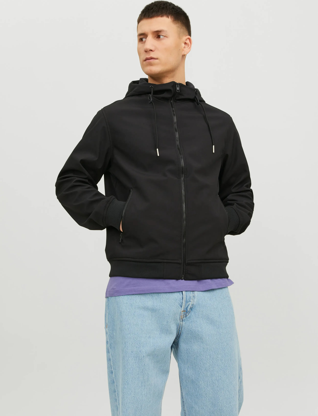 Jack & Jones Jjebasic Softshell Hood Noos, M, Black, Jakker > Lette Jakker, Herre
