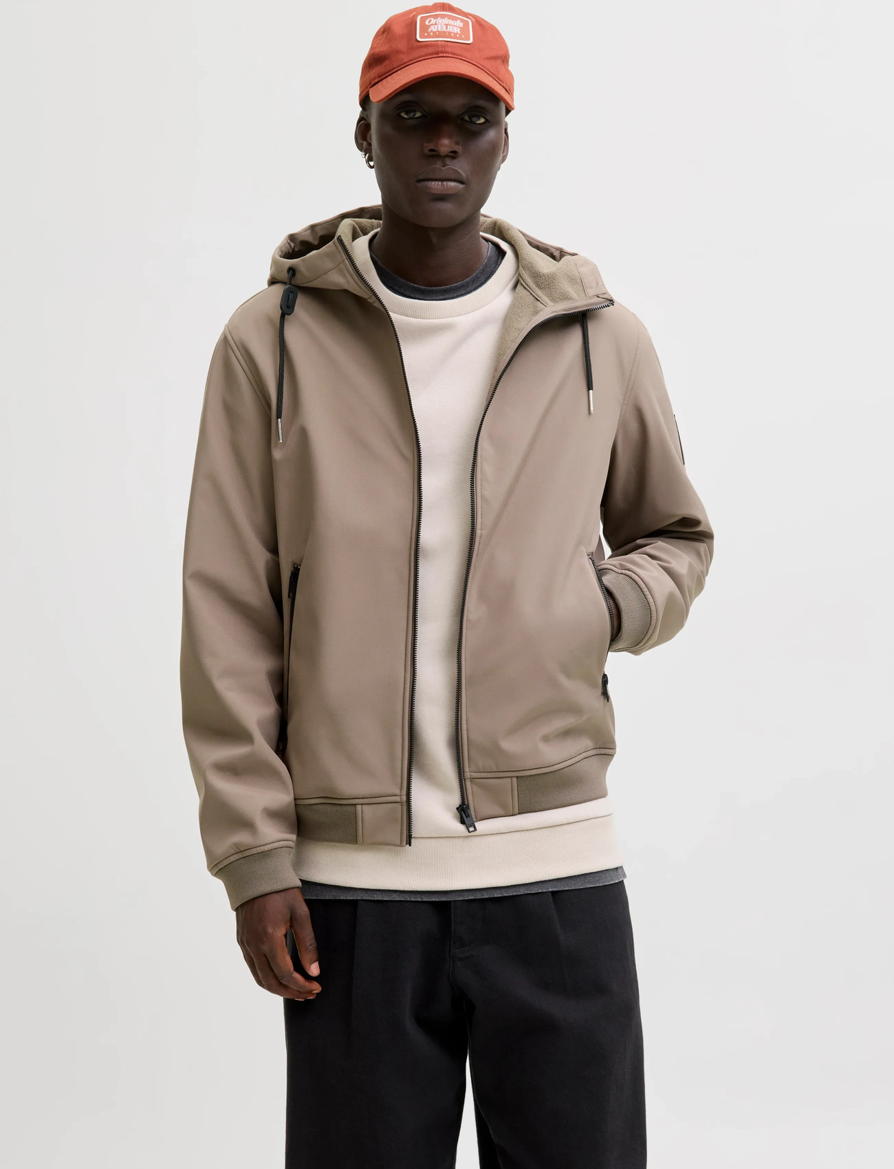Jack & Jones Jjebasic Softshell Hood Noos, L, Beige, Jakker > Lette Jakker, Herre