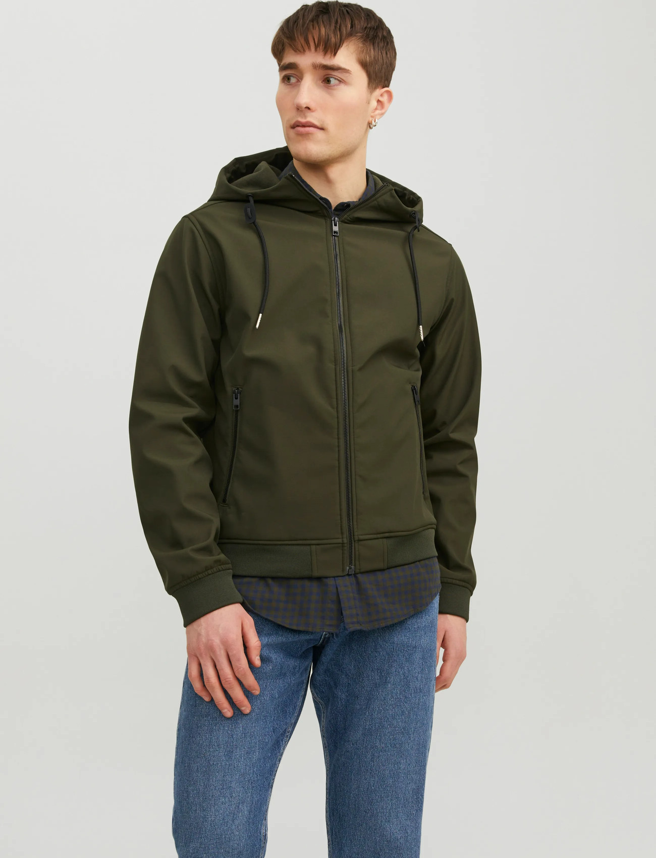 Jack & Jones Jjebasic Softshell Hood Noos, S, Green, Jakker > Lette Jakker, Herre